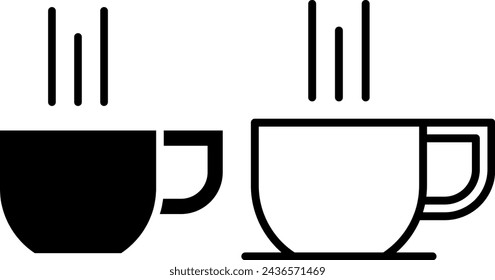 cup of coffee icon, sign, or symbol in glyph and line style isolated on transparent background. Vector illustration