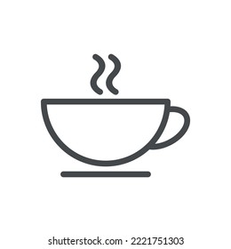 Icono de copa de café, símbolo de línea delgada sobre fondo blanco
