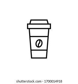 Cup Coffee Icon Vector Illustration Outline Style Design. Isolated On White Background