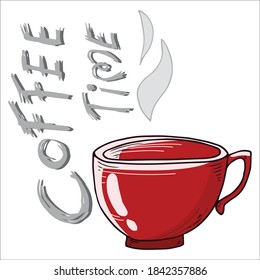 Icono de la copa de café. Ilustración vectorial de una taza de café. taza de doodle dibujada a mano, taza con café caliente.