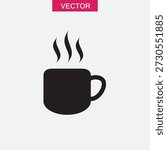 Cup of Coffee Icon Vector on White Background, Hot Coffee Cup Icon Vector – Minimal Design..eps
