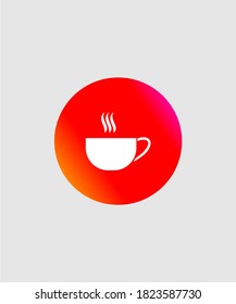 Cup of coffee icon vector on gradient colour