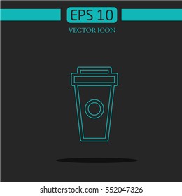 cup of coffee  icon vector. on dark background.logo design.graphic image.