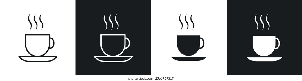 Cup of coffee icons in Thin line black color. flat simple vector symbols illustration.