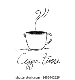 cup of coffee illustration doodle handdrawn cartoon style vector