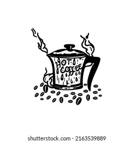 cup of coffee. illustration hand drawn cup coffee