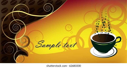 cup of coffee, illustration on orange background