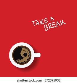 cup of coffee illustration on red  background