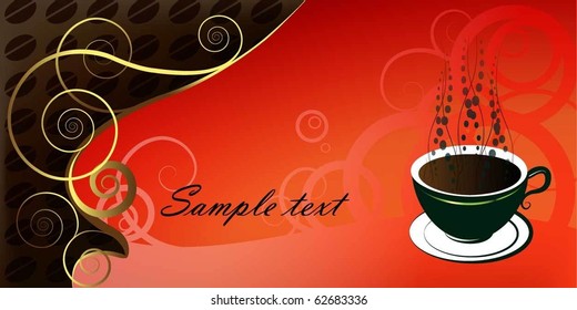 cup of coffee, illustration on red background