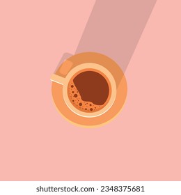 Vista superior del ilustrador de la copa de café