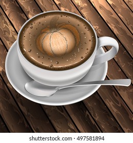 Cup of coffee with the image of Halloween