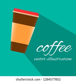 A cup of coffee with an inscription in the shade. Vector illustration.