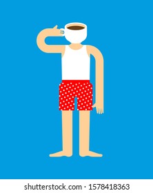 Cup of coffee instead of head. Awakening vector illustration
