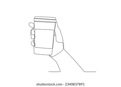 A cup of coffee in the café. International coffee day one-line drawing