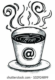cup of coffee with internet sign