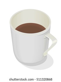 Cup of coffee isolated design flat. Hot strong beverage. Icon symbol of energetic drink. Vector illustration