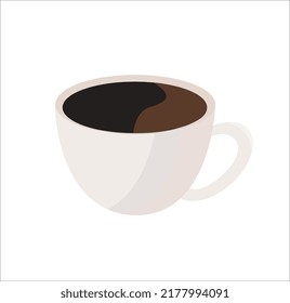 Copa de café aislada. Bebida caliente. Ilustración vectorial plana. Café negro, espresso.