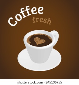 Cup of coffee isolated on brown background