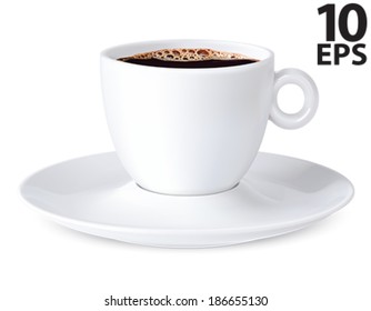 Cup coffee isolated on white. Vector illustration