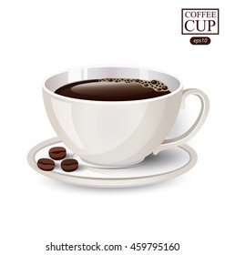 Cup of coffee isolated on white background. Vector illustration.