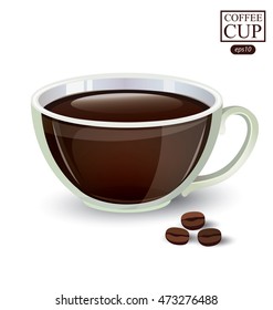 Cup of coffee isolated on white background. Vector illustration.