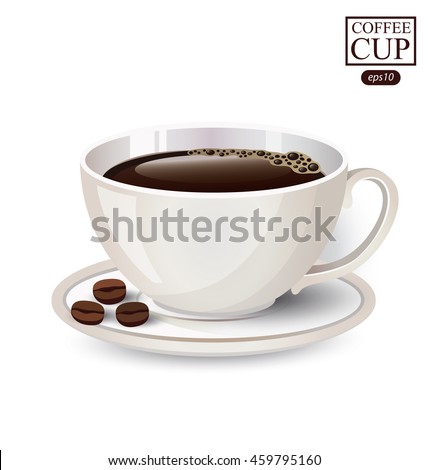 Cup of coffee isolated on white background. Vector illustration.