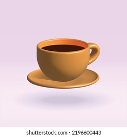 cup of coffee isolated vector 3d icon. cup of coffee 3d illustration.