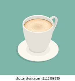 Cup of coffee isometric flat design. Coffee break vector illustration.