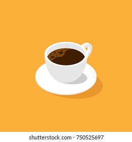 A Cup Of Coffee Isometric Flat Design Isolated, Vector Illustration