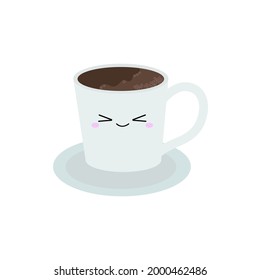 Cup of coffee in kawaii style. Vector graphics.