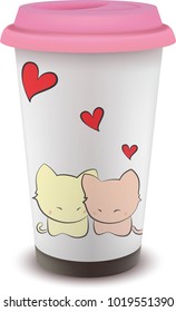 Cup of coffee with kitten