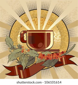 cup of coffee label colored
