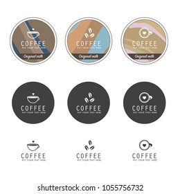 Cup of coffee label set of modern vector illustration design.