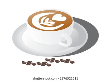 A CUP OF COFFEE WITH LATTE ART