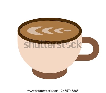 Cup of coffee with latte art isolated on white background.