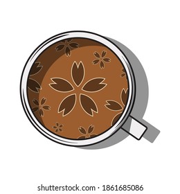 A Cup of Coffee with Latte Art Vector Illustration in EPS 10