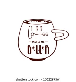 cup of coffee with lettering