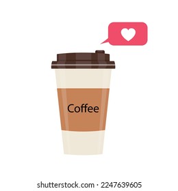 A cup of coffee with a lid and a heart.