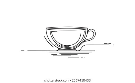 cup of coffee line art isolated on white