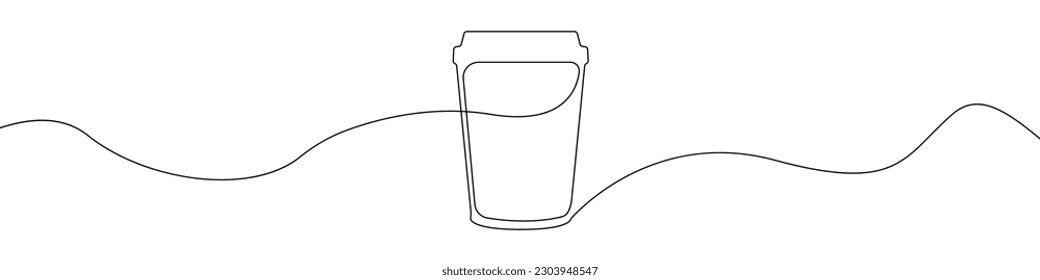 A cup of coffee line continuous drawing vector. One line A cup of coffee vector background. A cup of coffee icon. Continuous outline of a Tea. A cup of coffee linear design.