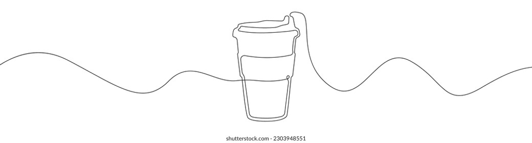 A cup of coffee line continuous drawing vector. One line A cup of coffee vector background. A cup of coffee icon. Continuous outline of a Tea. A cup of coffee linear design.