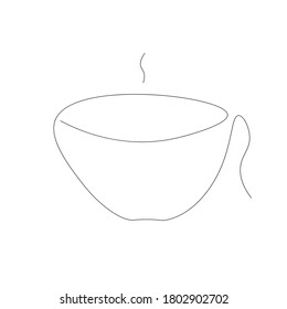 Cup of coffee line drawing. Vector illustration