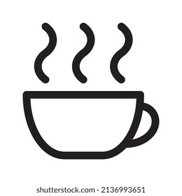 Icono de la copa de línea de café. Signo de taza de té. Símbolo de bebida caliente. Símbolo de chocolate caliente de estilo lineal. Trazo editable. Gráficos vectoriales