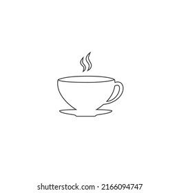 Cup of coffee. Coffee cup line icon template black color editable. Coffee symbol Flat vector sign isolated on white background. Simple logo vector illustration for graphic and web design