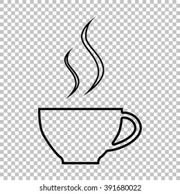 Cup Of Coffee Line Vector Icon On Transparent Background