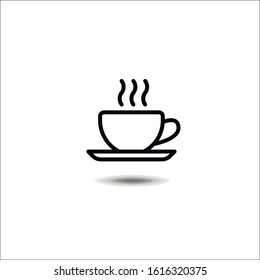 Cup of coffee in a linear style on a white background.
