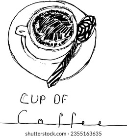 Ilustración del vector lineal de la copa de café 
