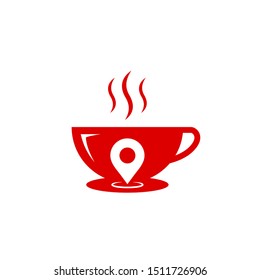 Cup coffee location icon vector, isolated on white background