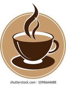 A cup of coffee. Logo.