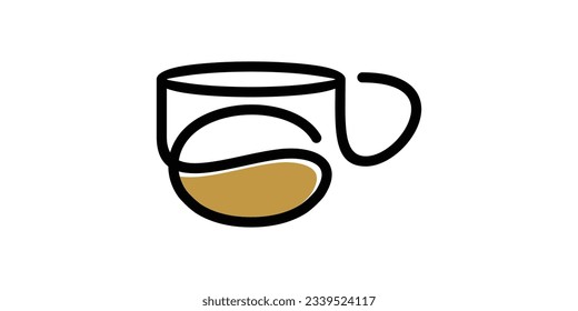 cup and coffee logo design was created in line and minimalist style